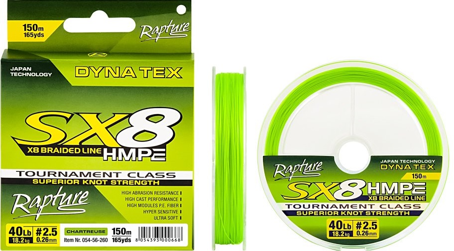 Rapture SX8 CHARTREUSE BRAID 0.100mm 150m